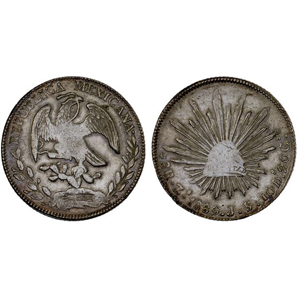 MEXICO: Republic, AR 8 reales (27.04g), 1880-Zs, XF-AU