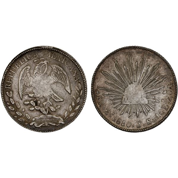 MEXICO: Republic, AR 8 reales (27.00g), 1880-Zs, XF