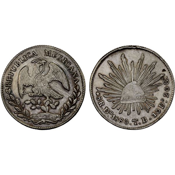 MEXICO: Republic, AR 8 reales (27.02g), 1880 8/7-Do, XF