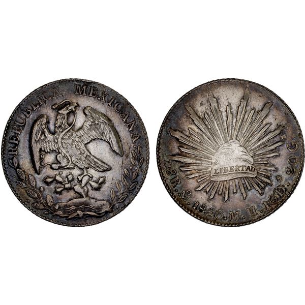 MEXICO: Republic, AR 8 reales (27.04g), 1880-Mo, XF
