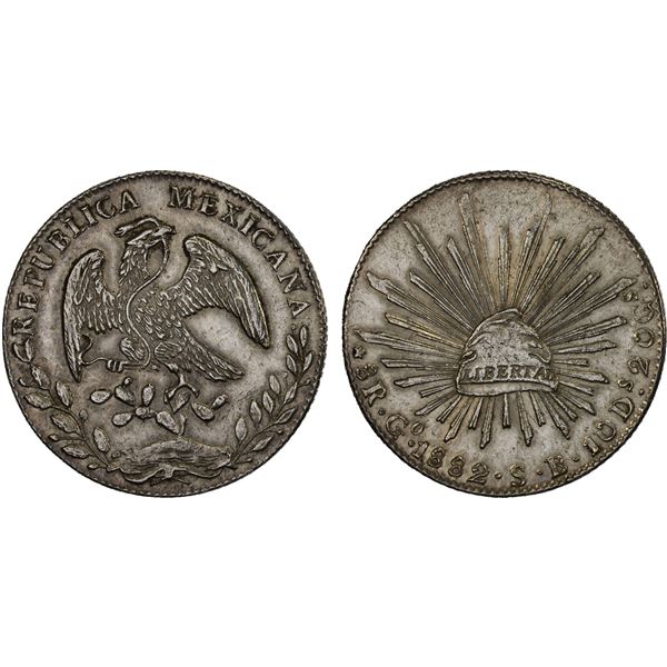 MEXICO: Republic, AR 8 reales (26.92g), 1882-Go, AU