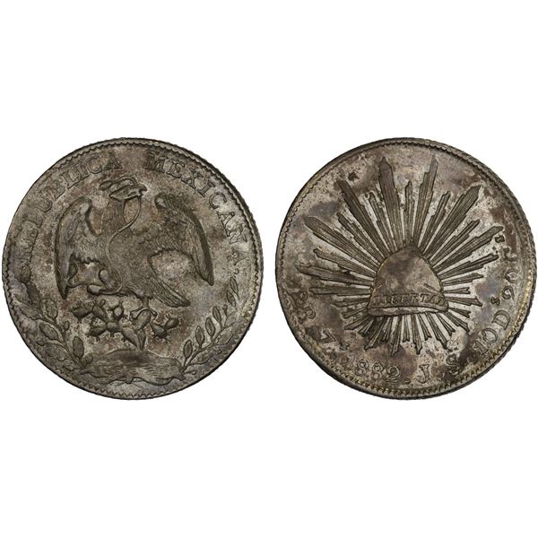 MEXICO: Republic, AR 8 reales (26.95g), 1882-Zs, XF