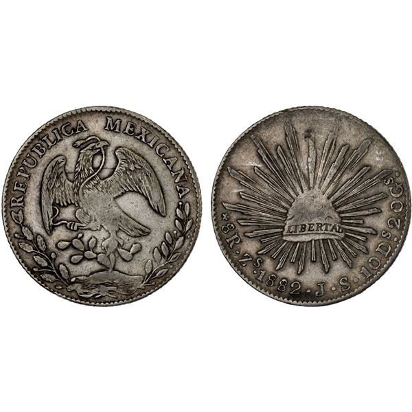 MEXICO: Republic, AR 8 reales (27.05g), 1882-Zs, Choice VF