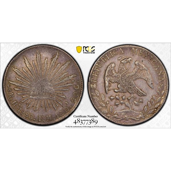 MEXICO: Republic, AR 8 reales, 1883-Ho, PCGS AU50