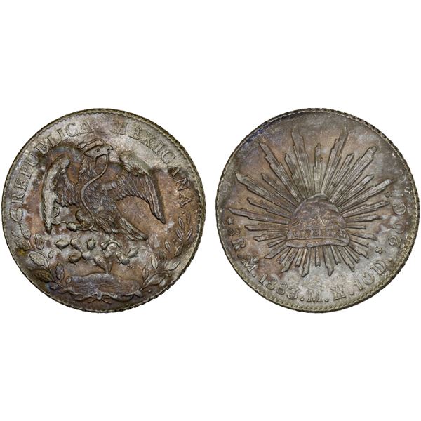 MEXICO: Republic, AR 8 reales (27.00g), 1883-Mo, XF-AU