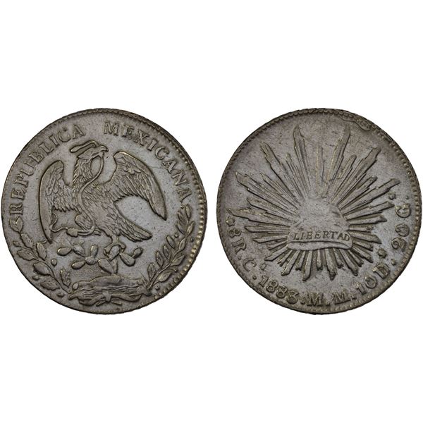 MEXICO: Republic, AR 8 reales (26.81g), 1883-Ca, VF-XF