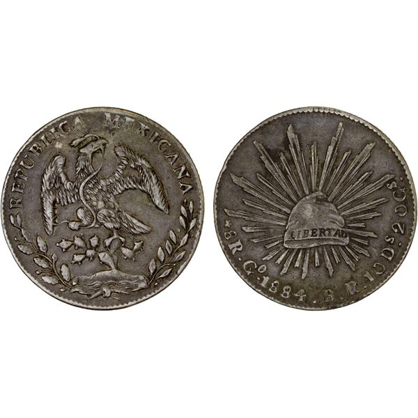 MEXICO: Republic, AR 8 reales (26.94g), 1884 (8/7)-Go, VF