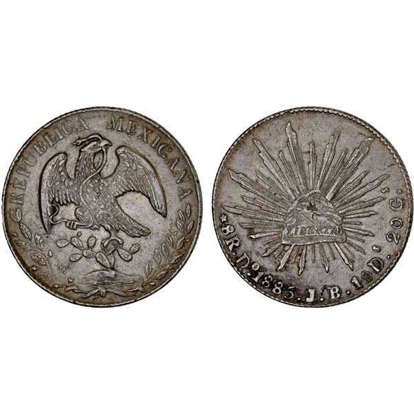 MEXICO: Republic, AR 8 reales (26.94g), 1885-Do, XF