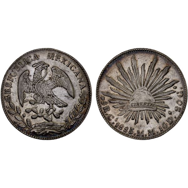 MEXICO: Republic, AR 8 reales (26.86g), 1885-Ca, XF