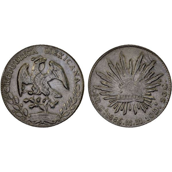 MEXICO: Republic, AR 8 reales (27.02g), 1885-Ca, XF