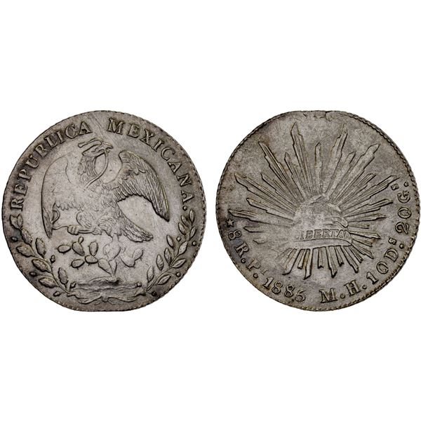 MEXICO: Republic, AR 8 reales (26.74g), 1885-Pi, XF