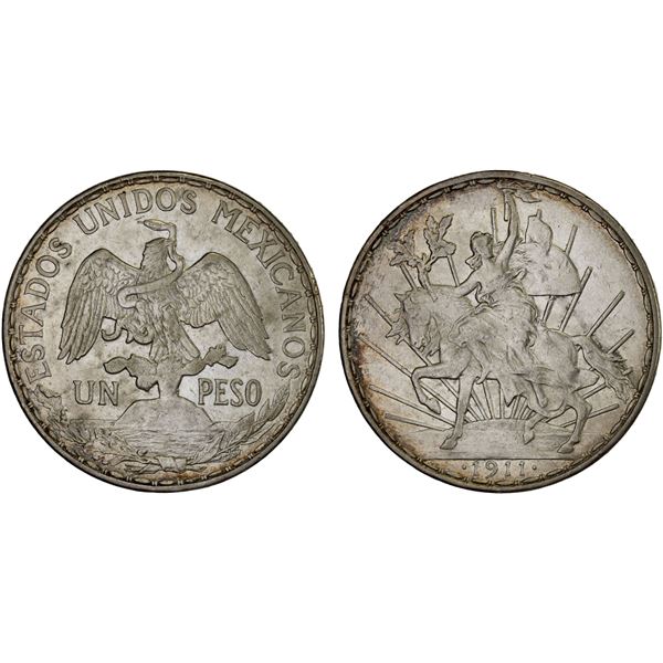 MEXICO: Estados Unidos, AR peso, 1911, XF