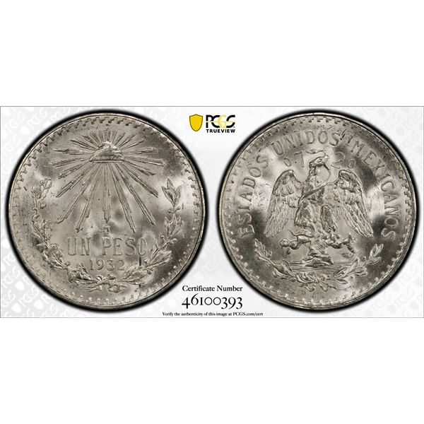 MEXICO: Estados Unidos, AR peso, 1932-M, PCGS MS66
