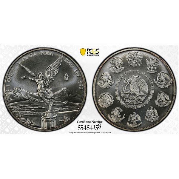 MEXICO: Estados Unidos, AR onza, 2002-Mo, PCGS MS67