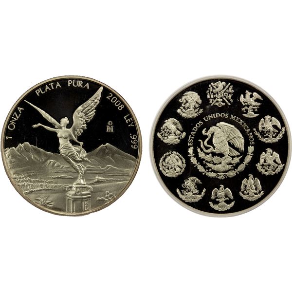 MEXICO: Estados Unidos, AR onza, 2008-Mo, PCGS Proof 69 DCAM