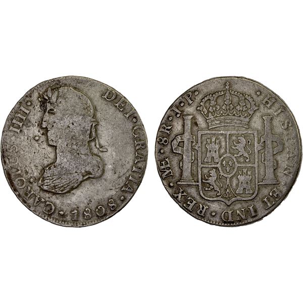 PERU: Carlos IV, 1788-1808, AR 8 reales, 1808-LIMAE, VF