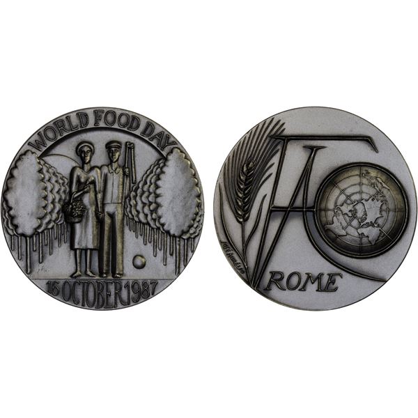 UNITED NATIONS: AR medal (59.22g), 1987, Unc