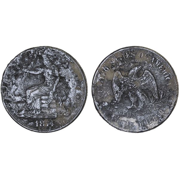 UNITED STATES:  AR trade dollar, 1874, Fine