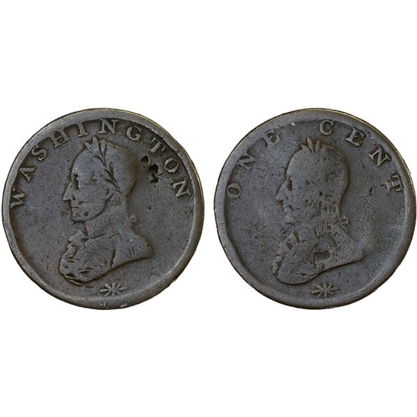 UNITED STATES: AE cent token, ND (1820), VG