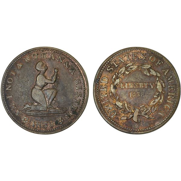 UNITED STATES: AE token (9.77g), 1838, Fine