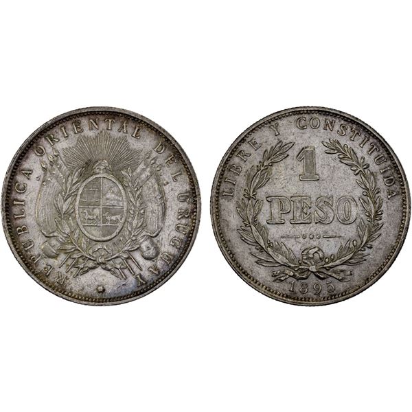 URUGUAY: Republic, AR peso, 1895, XF