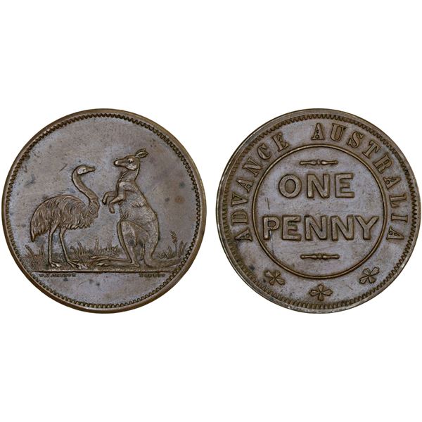 AUSTRALIA: AE penny token, ND (1850), XF