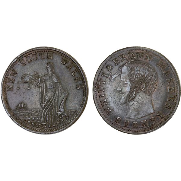 AUSTRALIA: AE penny token, ND (1857), Choice XF
