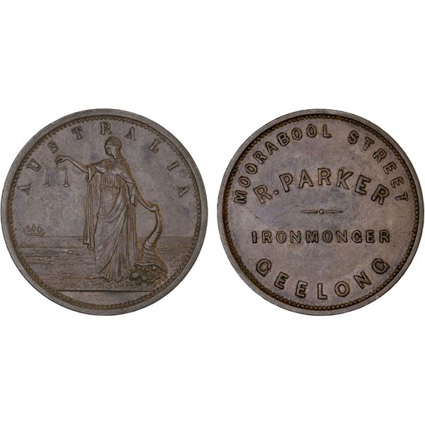 AUSTRALIA: AE penny token, ND (1862), XF