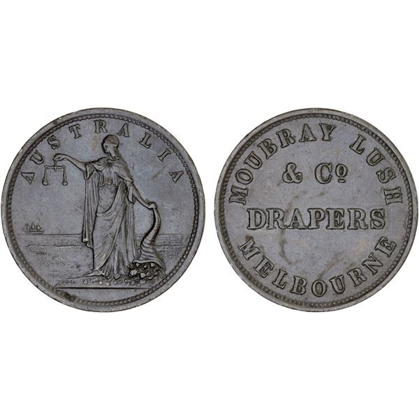 AUSTRALIA: AE penny token, ND (1863), VF