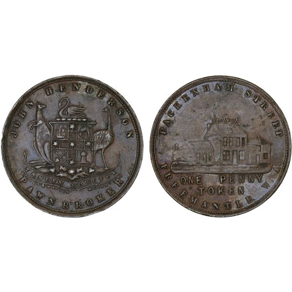 AUSTRALIA: AE penny token, ND (1874), XF