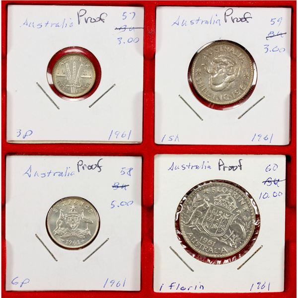 AUSTRALIA: Elizabeth II, 1952-2022, 4-piece proof set, 1961(m)