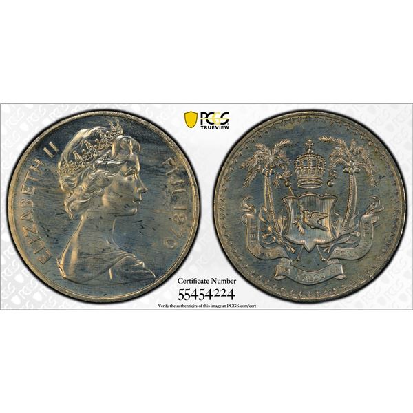 FIJI: Elizabeth II, 1952-1987, 1 dollar, 1970, PCGS Proof 65