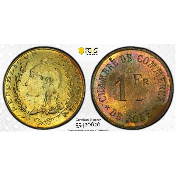 ALGERIA: Bône Chamber of Commerce, 1 franc, ND (1915), PCGS MS63