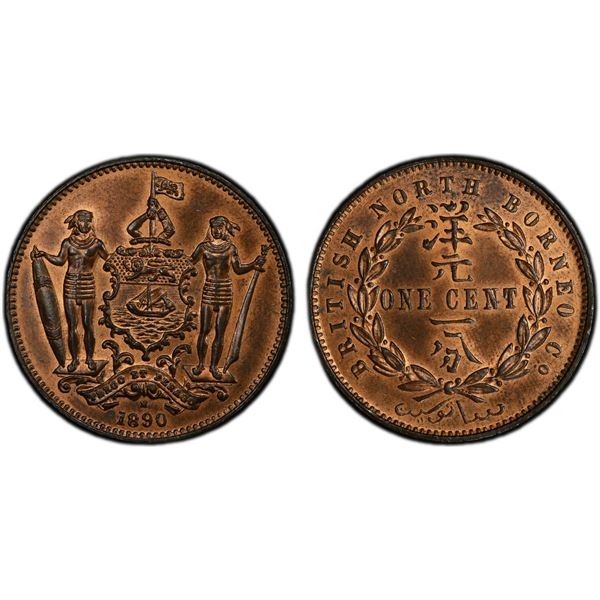 BRITISH NORTH BORNEO: Victoria, 1881-1901, AE cent, 1890-H, PCGS MS64 RB