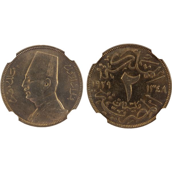 EGYPT: Fuad I, King, 1922-1936, 2 milliemes, 1929-BP/AH1348, NGC MS65