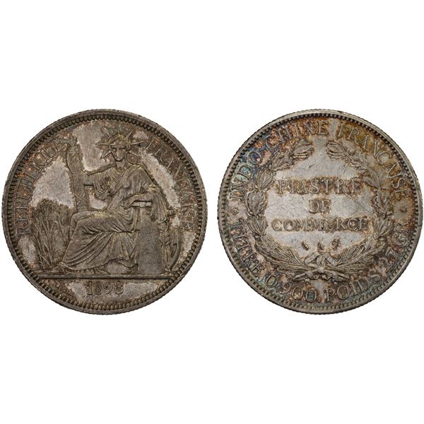 FRENCH INDOCHINA: French Colony, AR piastre, Paris, 1898-A, XF