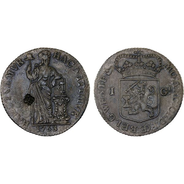 INDONESIA: SINTANG: AR guilder, early 19th century, XF on Choice VF host