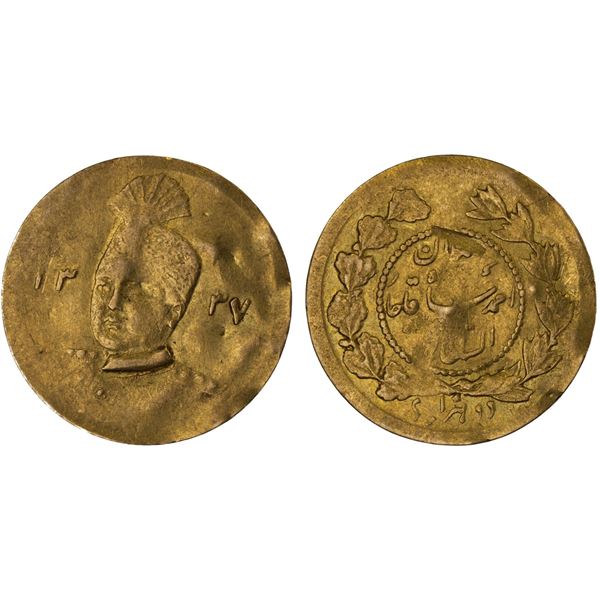 IRAN: Ahmad Shah, 1909-1925, AV 2000 dinars (0.48g), AH1337, VF