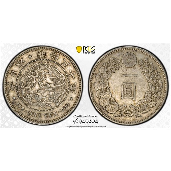 JAPAN: Meiji, 1868-1912, AR yen, year 30 (1897), PCGS AU50