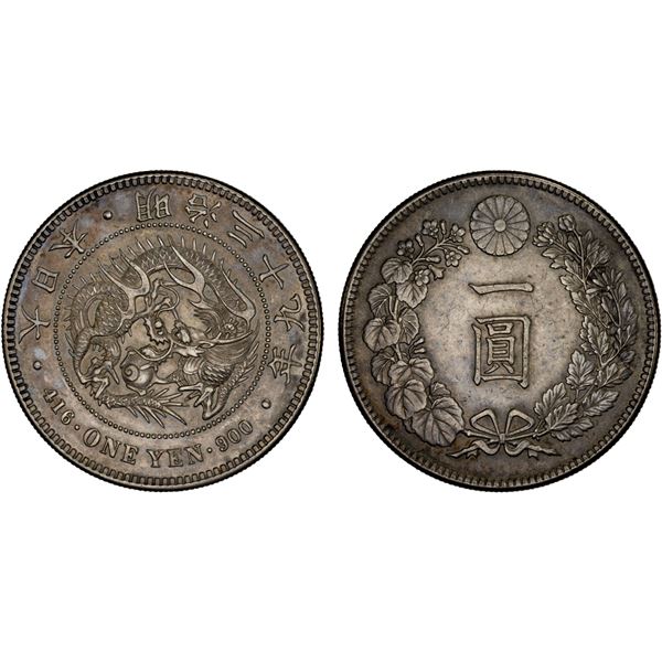 JAPAN: Meiji, 1868-1912, AR yen, year 39 (1906), XF-AU