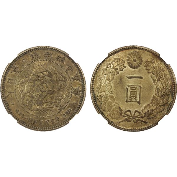 JAPAN: Meiji, 1868-1912, AR yen, year 45 (1912), NGC MS62