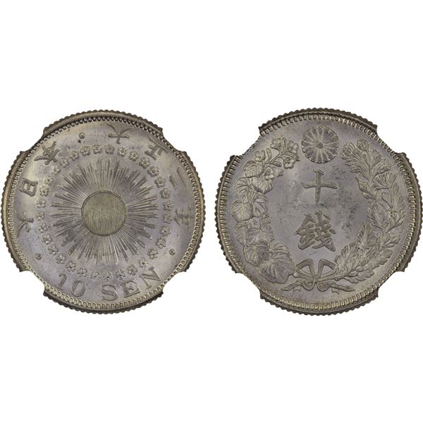JAPAN: Taisho, 1912-1926, AR 10 sen, year 2 (1913), NGC MS66