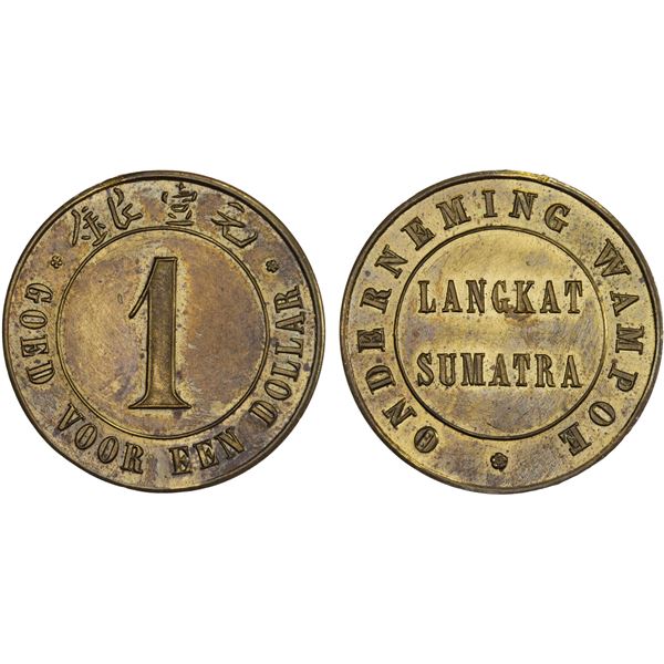 NETHERLANDS EAST INDIES: Plantation Token, brass dollar, ND (ca. 1900-06), AU