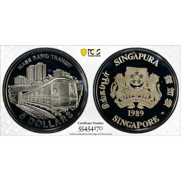 SINGAPORE: Republic, AR 5 dollars, 1989, PCGS PF69 Deep Cameo