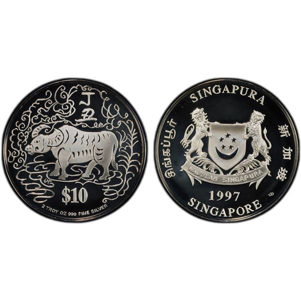 SINGAPORE: Republic, AR 10 dollars, 1997, PCGS PF69 Deep Cameo