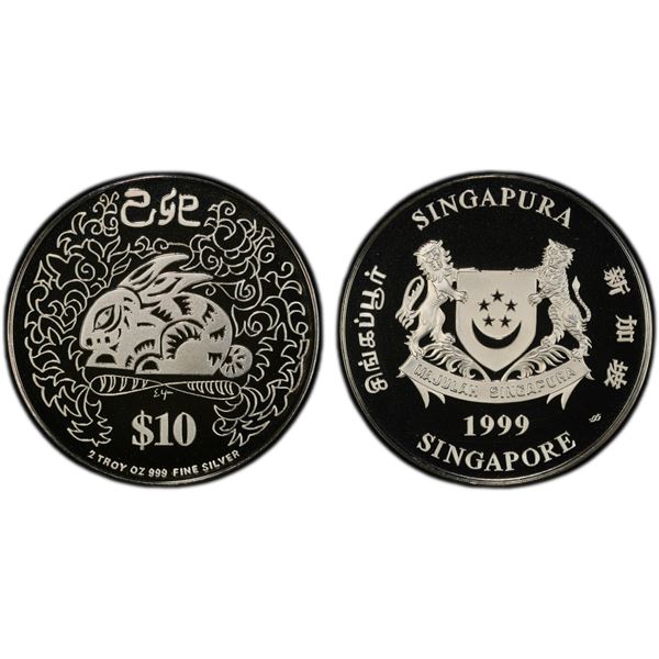 SINGAPORE: Republic, AR 10 dollars, 1999, PCGS PF69 Deep Cameo