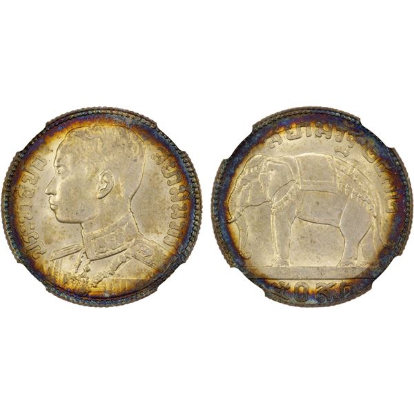 THAILAND: Rama VII, 1925-1935, AR 50 satang (1/2 baht), BE2472 (1929), NGC MS64