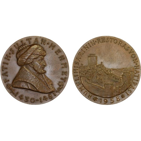 TURKEY: Republic, AE medal (190.8g), 1958, Unc