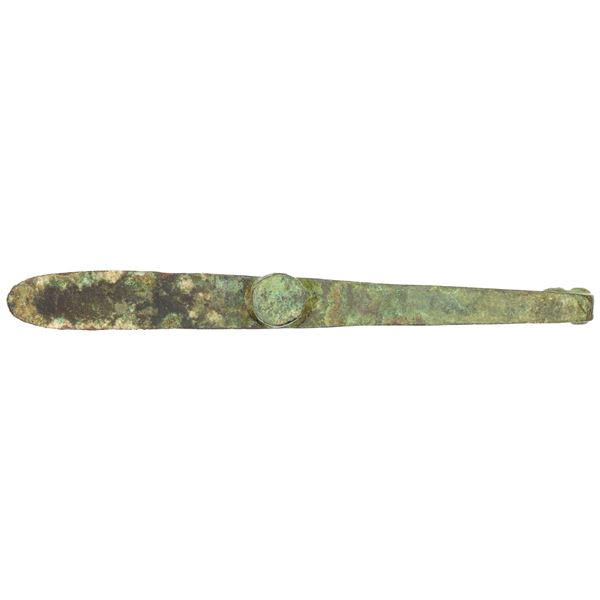 WARRING STATES: AE belt hook (99.41g), ca. 3rd-1st century BC, F-VF