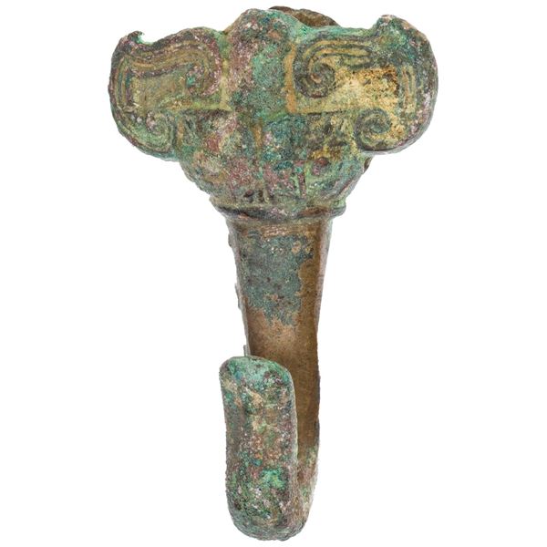 WARRING STATES: AE garment hook (40.61g), ca. 4th-3rd century BC, VF
